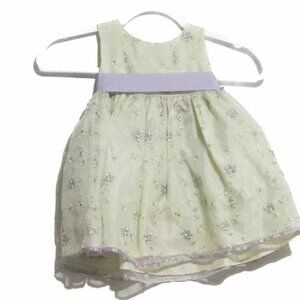 Dimples Girls Light Green Purple Dress Sleeveless Round Neck Acetate Size 18M